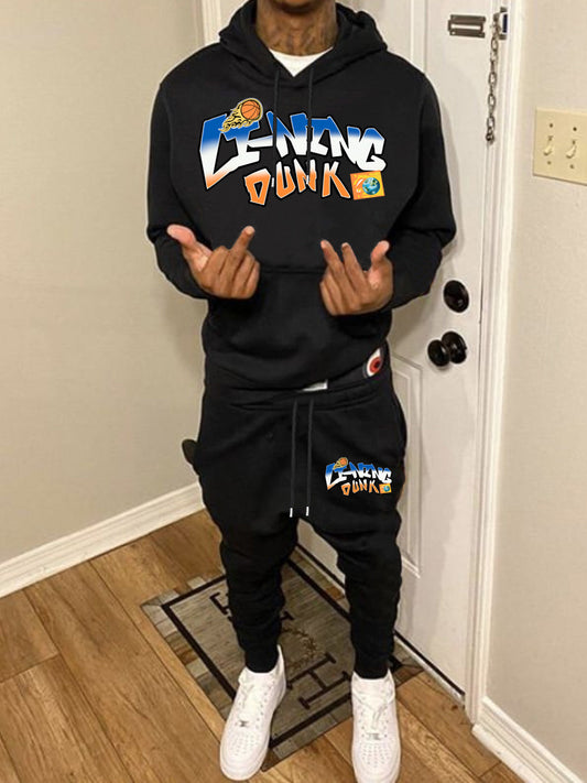 Women's sporty hoodie and jogger pants set with creative basketball design Chic und Stil