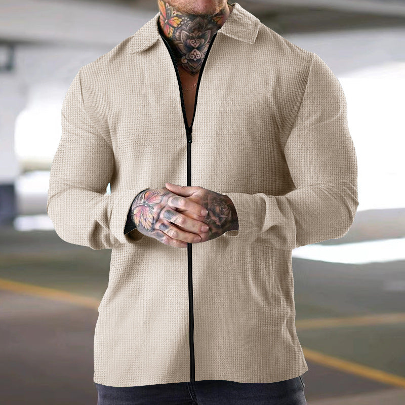 Chemise à manches longues pour hommes avec fermeture éclair et matériau structuré Chic und Stil