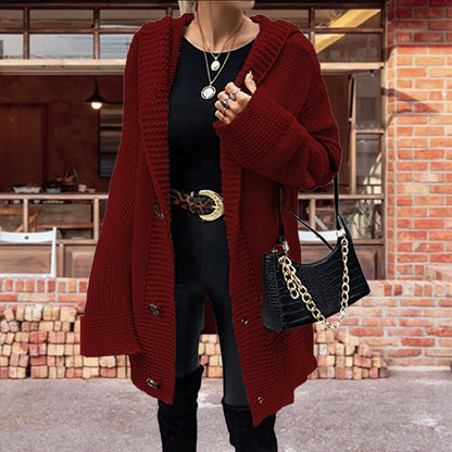 Dames Gros tricot Cardigan avec coupe décontractée et détails modernes de boutons Chic und Stil