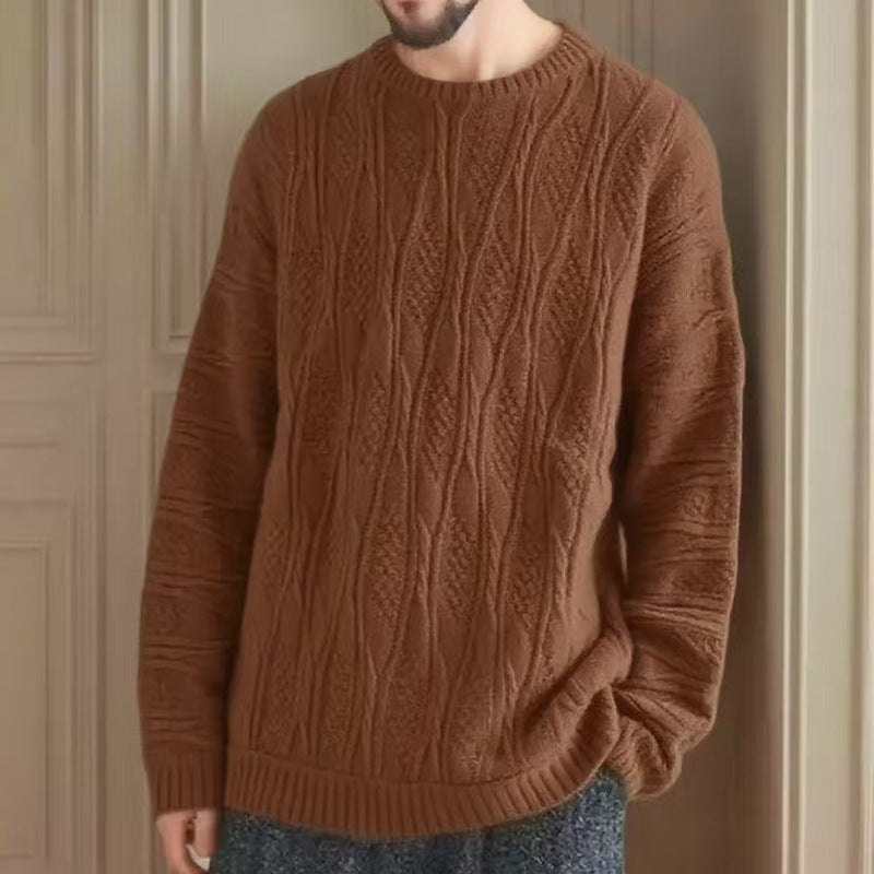 Pull à grosse maille pour femmes avec un motif alvéolé unique et un col haut Chic und Stil