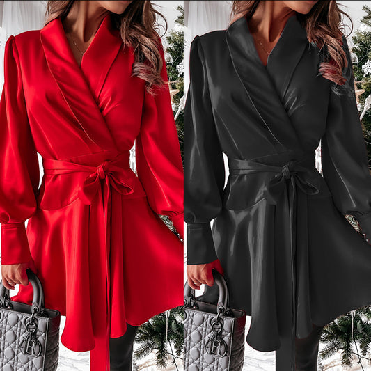 Blouse enveloppante pour femmes avec col élégant et manches volantes Chic und Stil
