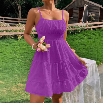 Robe d'été pour femmes avec volants et bretelles spaghetti réglables Chic und Stil
