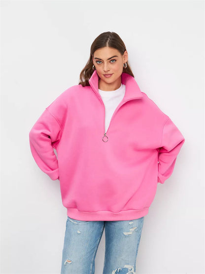 Pull en tricot décontracté pour femme avec col fendu et fermeture éclair Chic und Stil