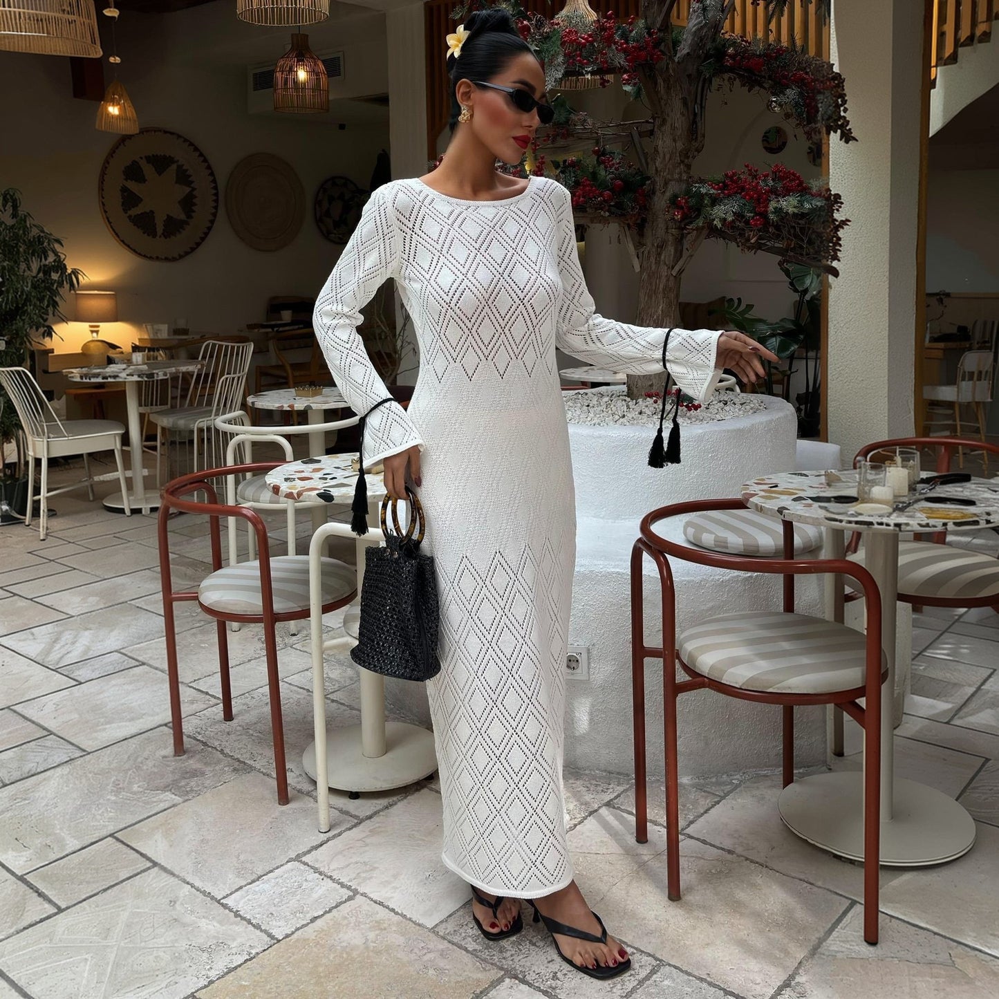 Robe maxi pour dames avec structure élégante Chic und Stil