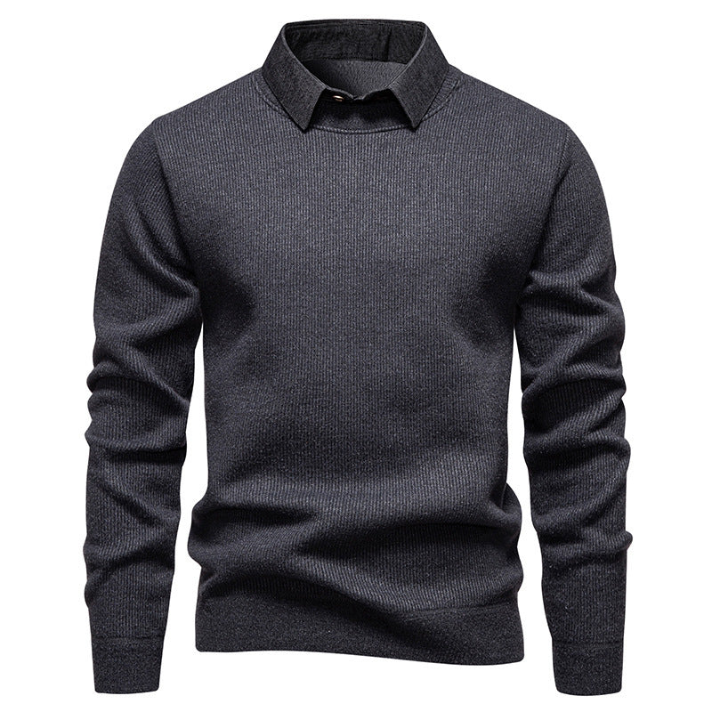 Pull en maille fine pour homme avec design de col moderne Chic und Stil