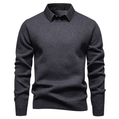 Pull en maille fine pour homme avec design de col moderne Chic und Stil