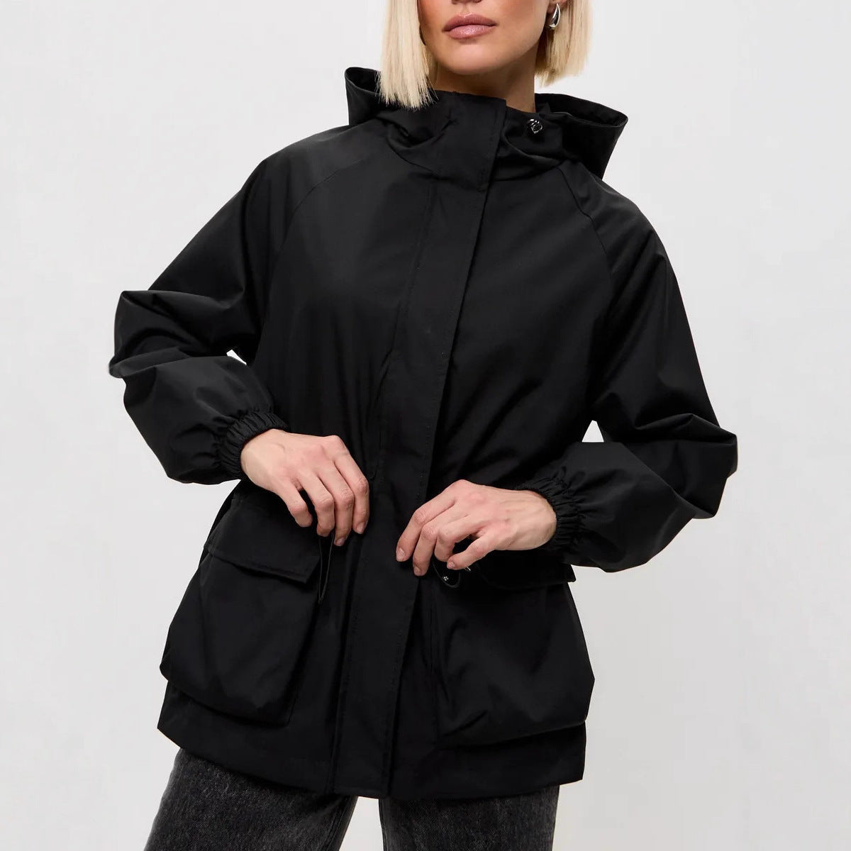 Functional windbreaker jacket for women with hood Chic and Style