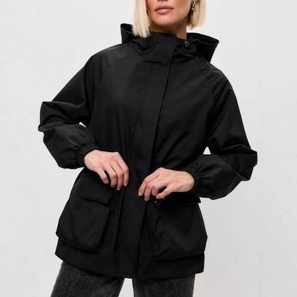 Functional windbreaker jacket for women with hood Chic and Style