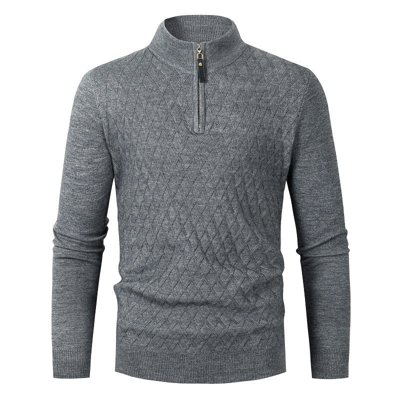 Pull en tricot pour hommes avec col montant et fermeture éclair Chic und Stil