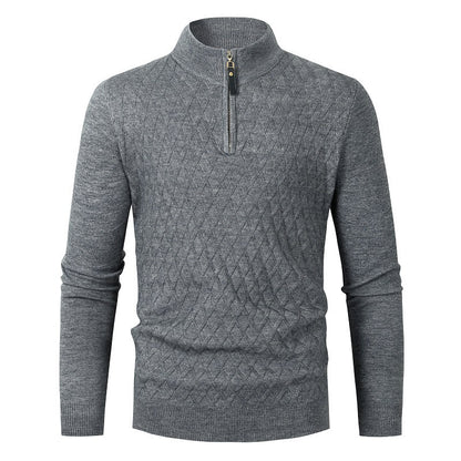 Pull en tricot pour hommes avec col montant et fermeture éclair Chic und Stil