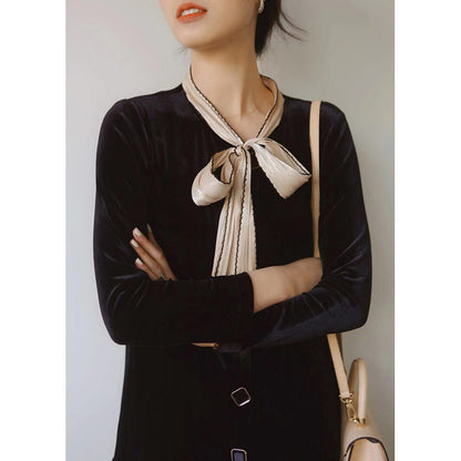 Robe shift en velours pour femme avec nœud décoratif Chic und Stil