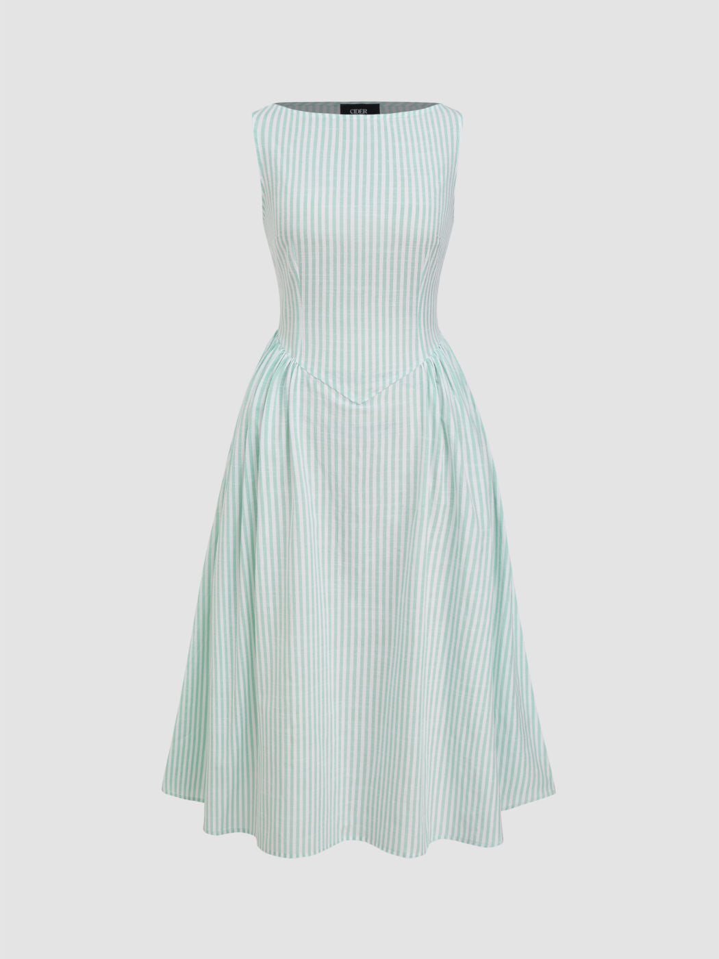 Robe midi femme avec des rayures fines et une silhouette cintrée Chic und Stil