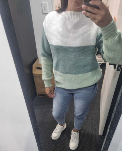 Dames Pull en tricot confortable avec design en bloc de couleurs Chic und Stil