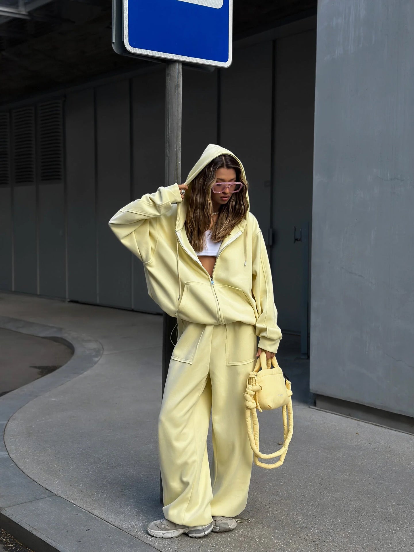 Dames Ensemble de loungewear surdimensionné confortable avec capuche Chic und Stil