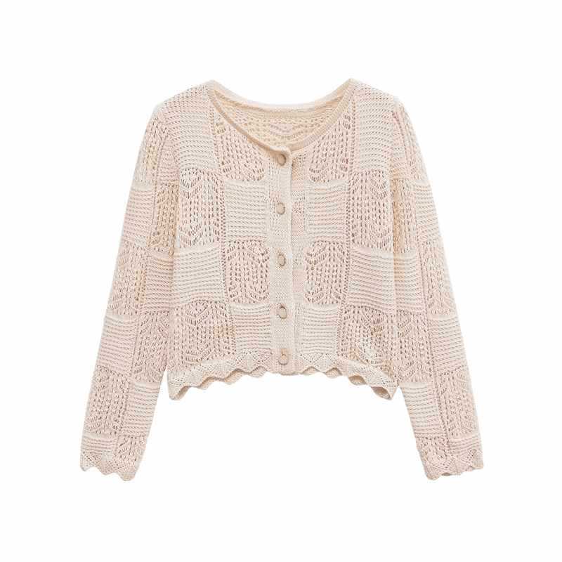 Dames cardigan en tricot confortable avec des boutons décoratifs et un design à volants tendance Chic und Stil