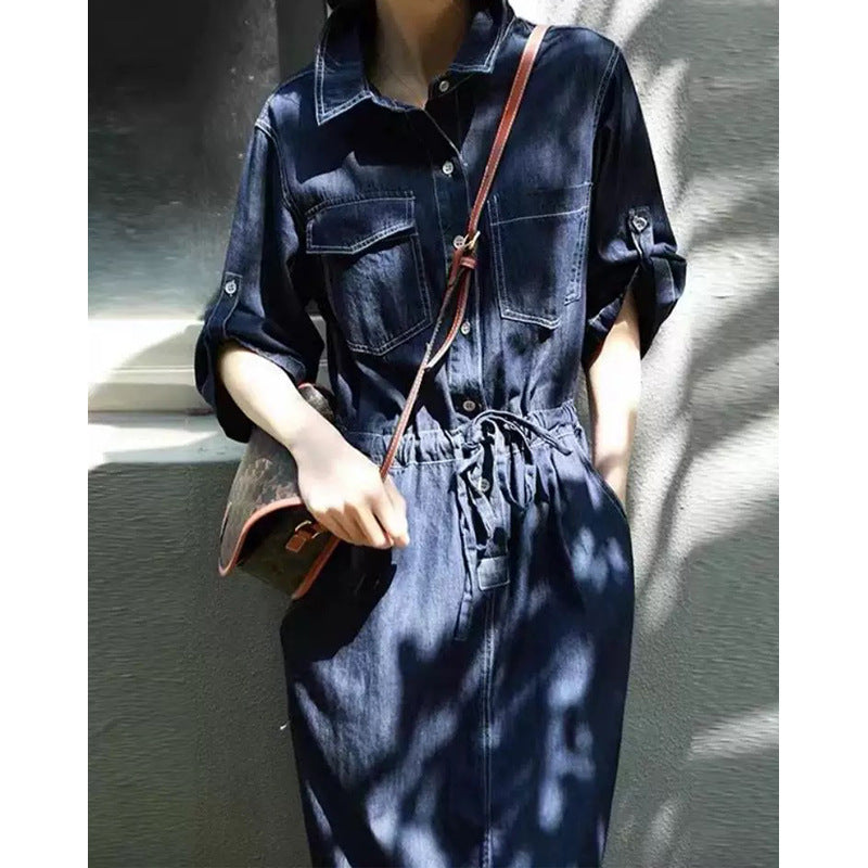 Robe Chemise en Jean Femme Chic und Stil