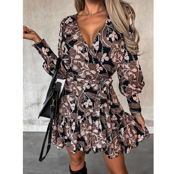 Dames Robe Mini Portefeuille Imprimé Floral Chic und Stil