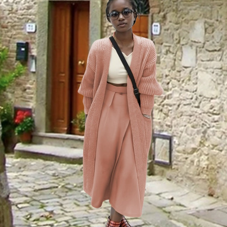 Dames grand tricot long cardigan avec coupe décontractée et poches latérales Chic und Still