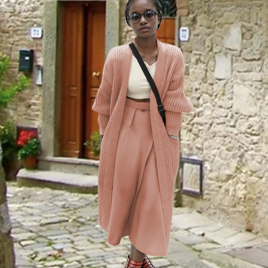 Dames grand tricot long cardigan avec coupe décontractée et poches latérales Chic und Still