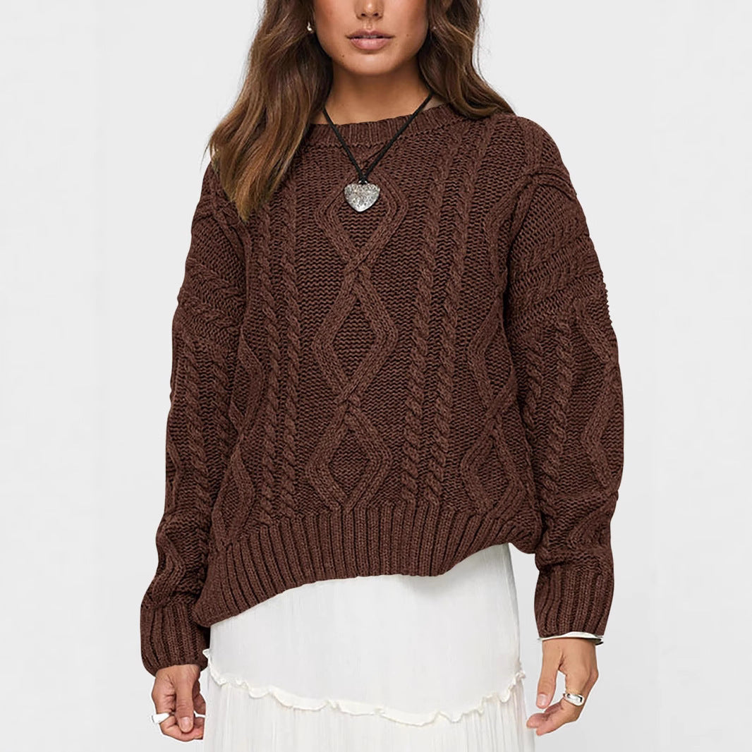 Pull en tricots épais pour femmes avec motif ondulé et coupe ample Chic und Stil