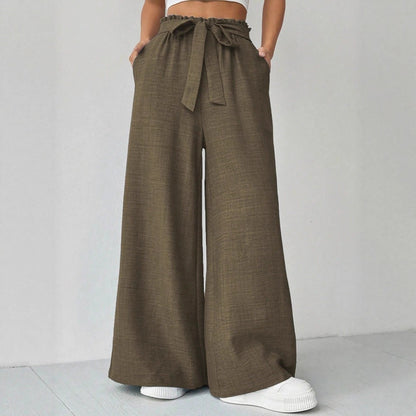 Ladies Wide Pants with Adjustable Waist Chic and Style