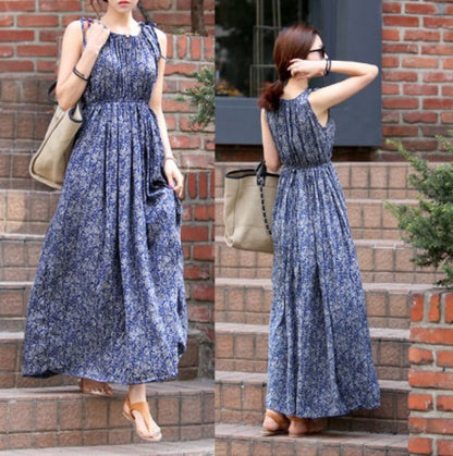 Robe maxi bohème pour femmes avec haut plissé et taille réglable Chic und Stil
