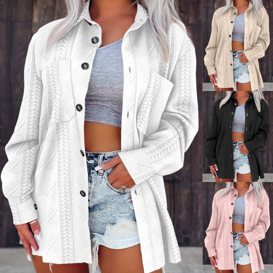 Blouse longue tendance pour femmes avec design texturé et poches pratiques Chic und Stil