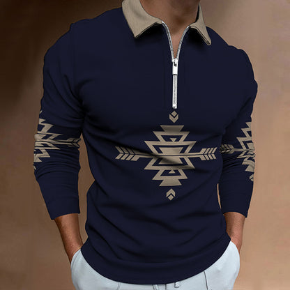 Chemise à manches longues pour hommes avec un design ethnique moderne et une fermeture éclair de haute qualité Chic und Stil