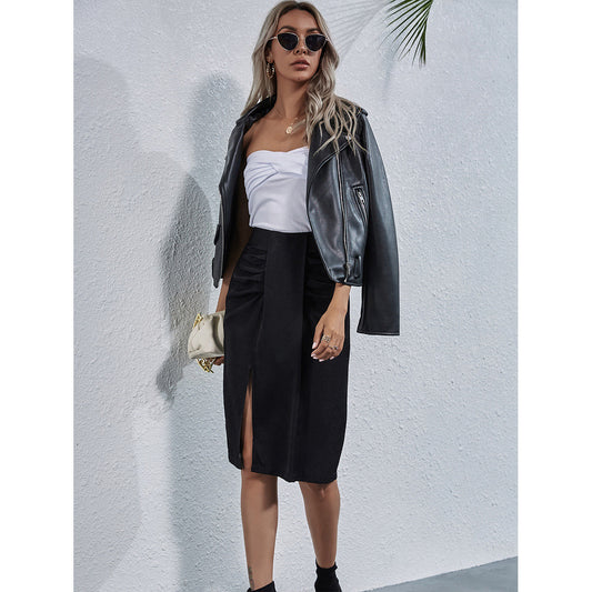Robe midi femmes avec fente latérale et drapé Chic und Stil
