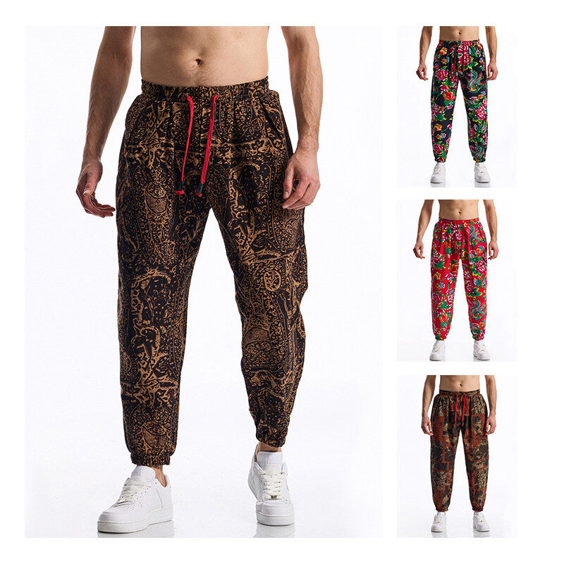 Men's leisure pants with a chic floral design