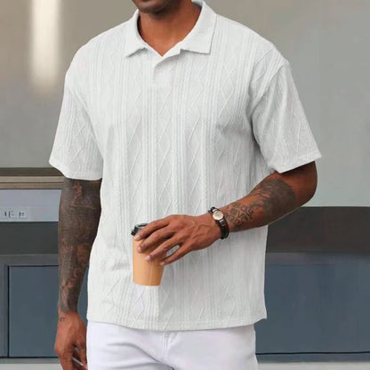 Men's Leisure Short Sleeve Textured Polo Chic and Style