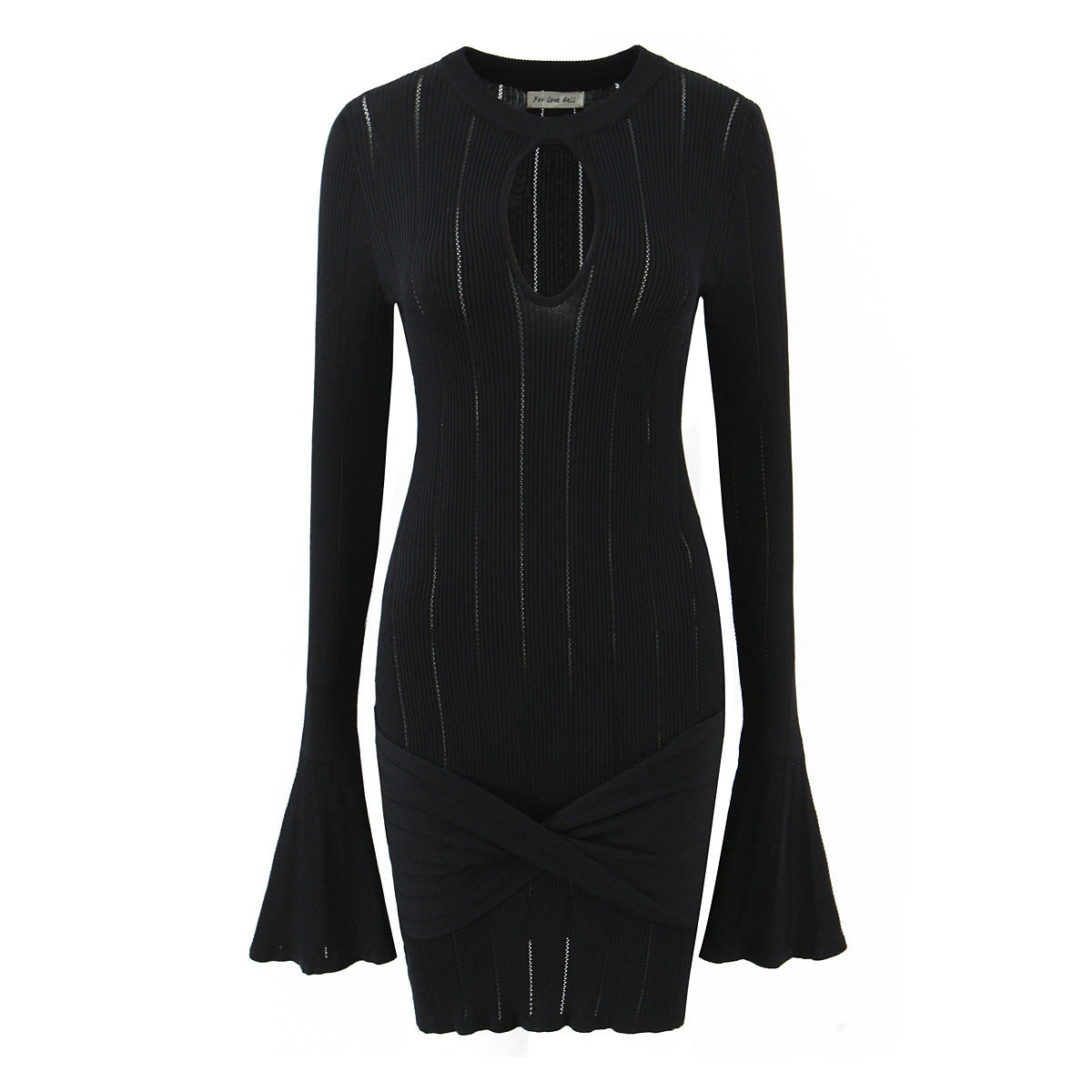 Robe en tricot ajustée pour dames avec un décolleté original et un volant Chic und Stil