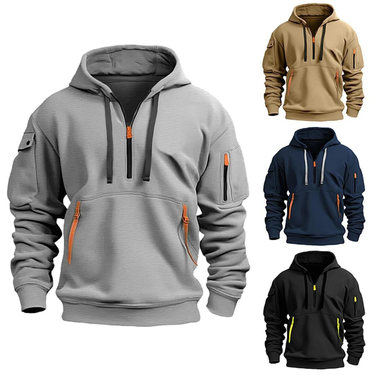 Functional hooded jacket for men with practical zippered pockets Chic and Style