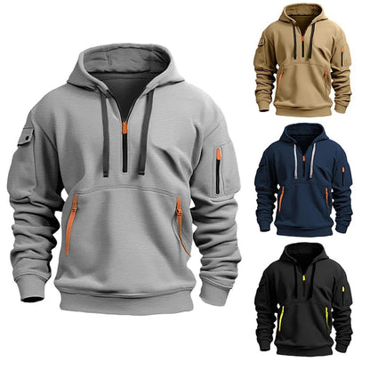 Functional hooded jacket for men with practical zippered pockets Chic and Style