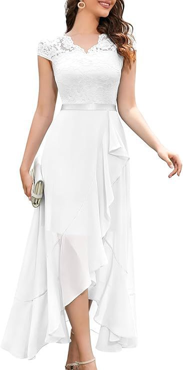 Robe de soirée à volants en dentelle pour femmes Chic und Stil