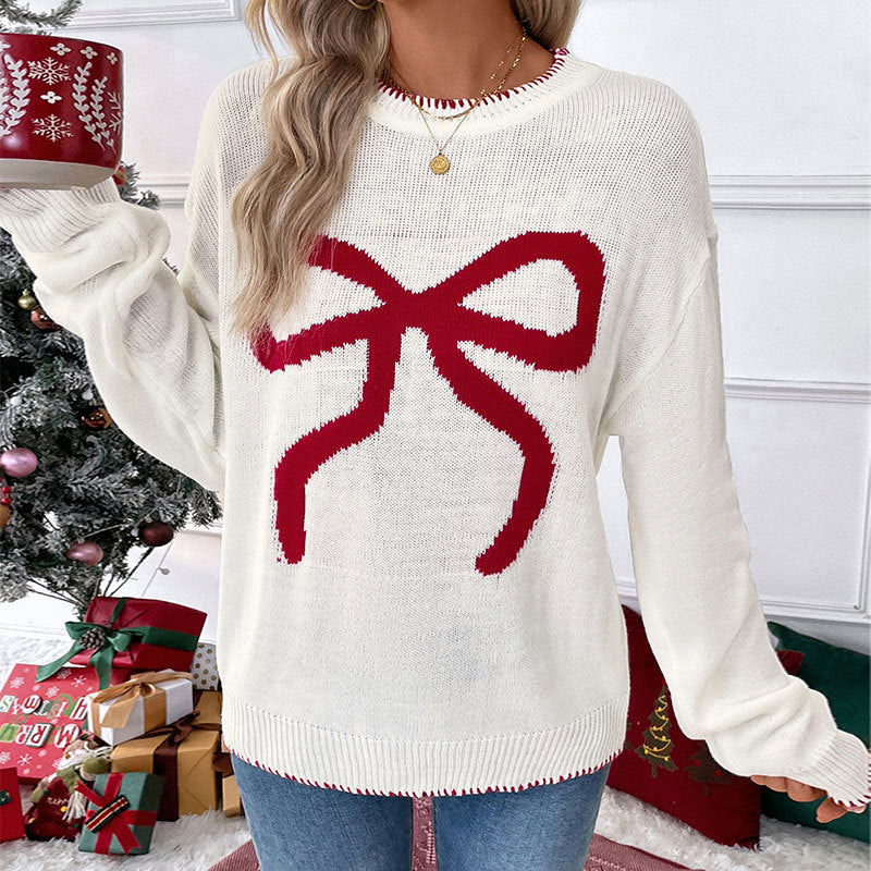 Dames pull confortable avec motif de nœud festif Chic und Stil