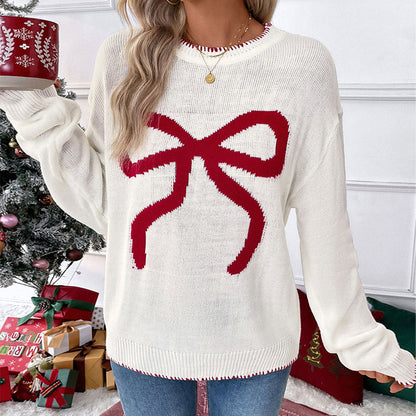 Dames pull confortable avec motif de nœud festif Chic und Stil