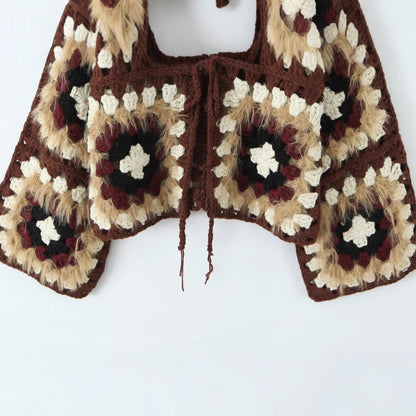 Cardigan décontracté pour femmes avec un motif coloré de carrés Granny et fermeture éclair Chic und Stil