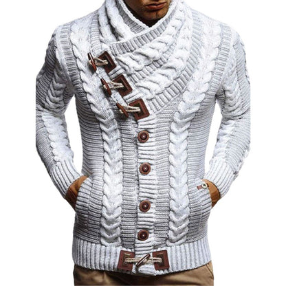 Men's knitted jacket with large collar and twisted pattern Chic and Style