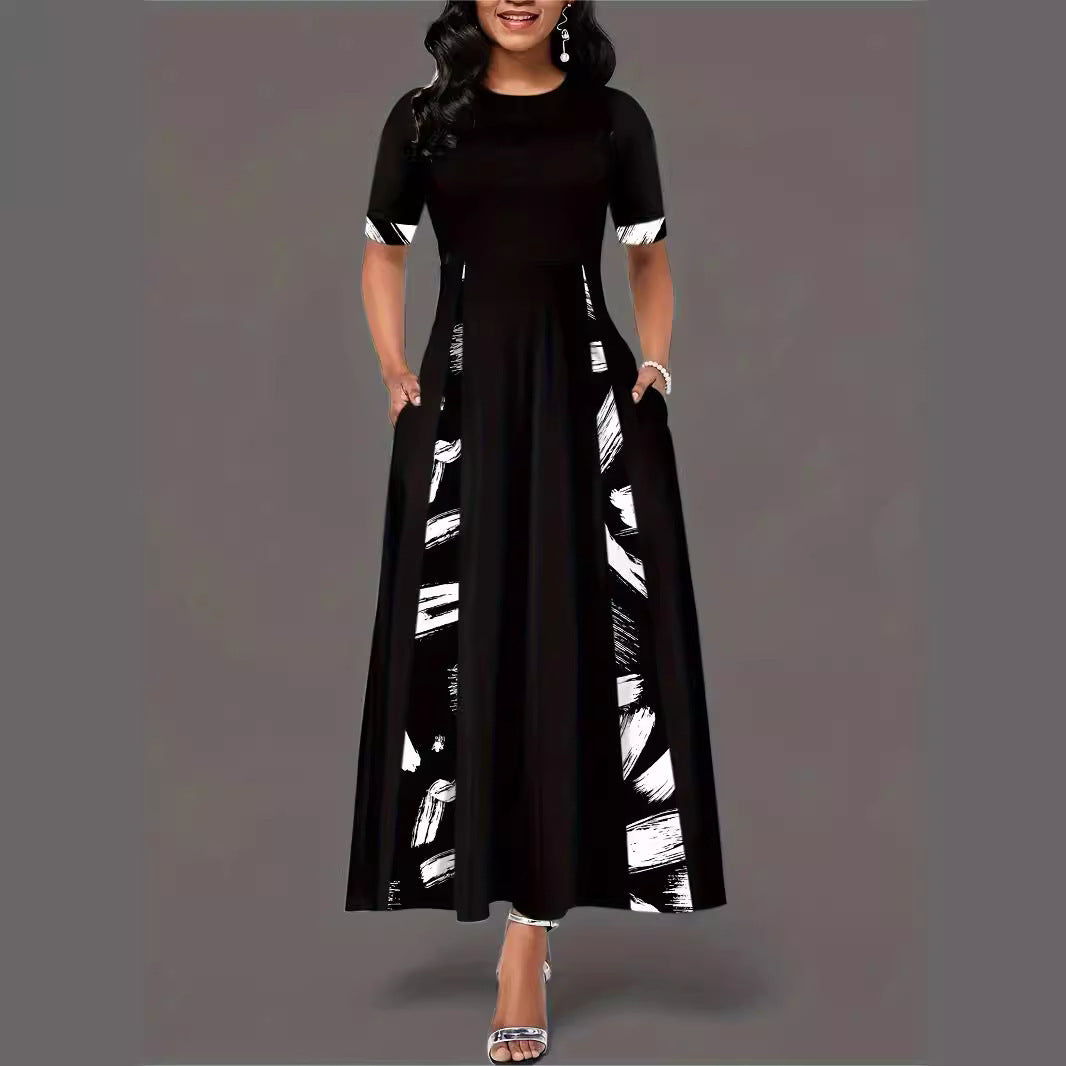 Robe maxi pour femmes avec motif artistique et poches pratiques Chic und Stil
