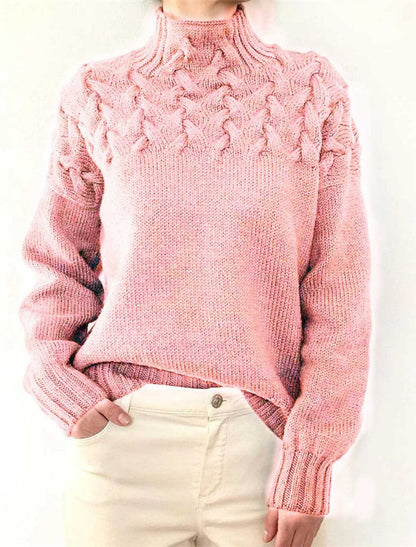 Pull-over à col haut pour femmes avec motif en torsades décoratif Chic und Stil
