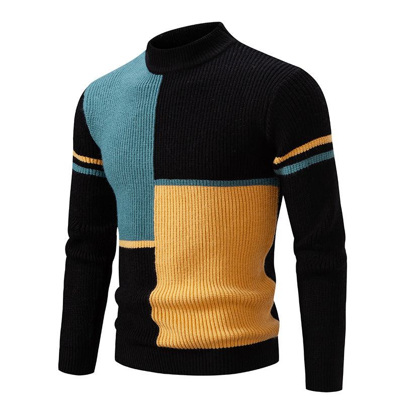 Pull en tricot pour hommes avec un design color block à la mode et un col élevé Chic und Stil