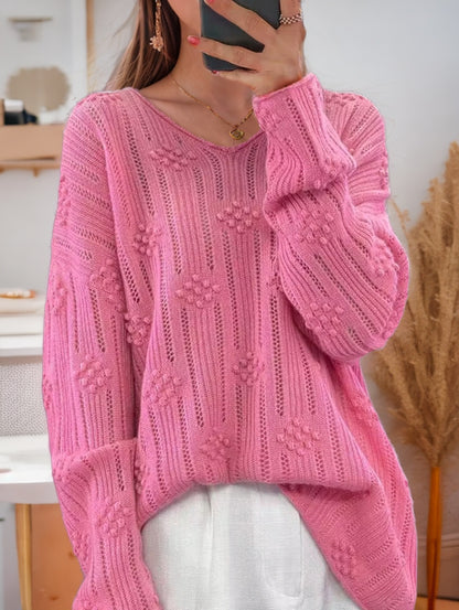 Pull en tricot pour femmes avec motif détaillé et décolleté en V Chic und Stil