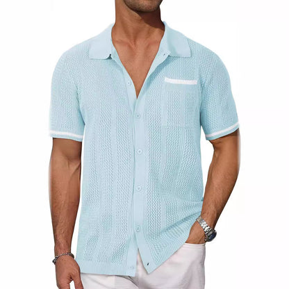 Chemise à manches courtes respirante pour hommes avec un motif de perforation décoratif Chic und Stil