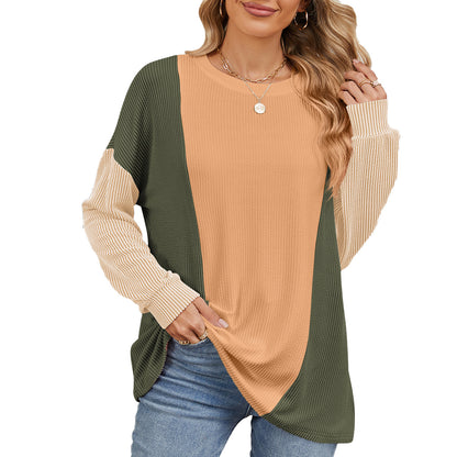 Pull oversized pour femmes avec design en rib côtelé texturé et accents modernes en coloris bloqués Chic und Stil