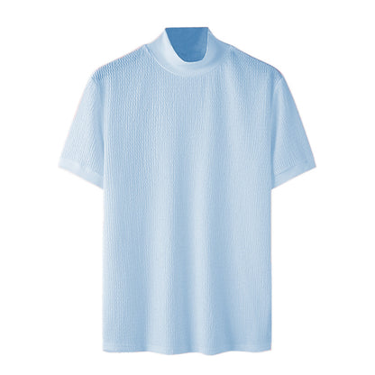 T-shirt pour hommes à manches courtes avec un design structuré moderne et col montant Chic und Stil