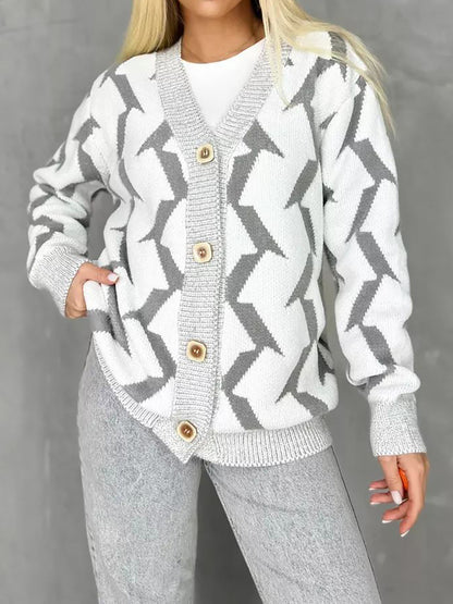 Dame cardigan en tricot confortable avec un design moderne en éclair et fermeture à boutons Chic und Stil