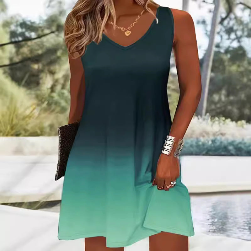 Robe A-ligne à décolleté en V Chic und Stil pour femmes Freizeit