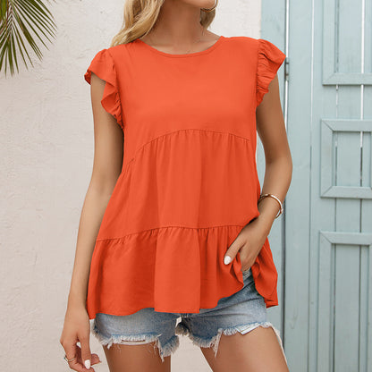 Fluid t-shirt for women with ruffle details and flared hem Chic and Style