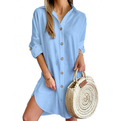 Robe chemise décontractée pour femmes en tissu léger avec fermeture à boutons Chic und Stil